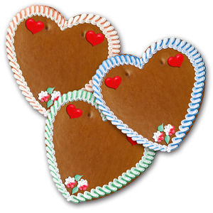Big Gingerbread heart rim coloured / white